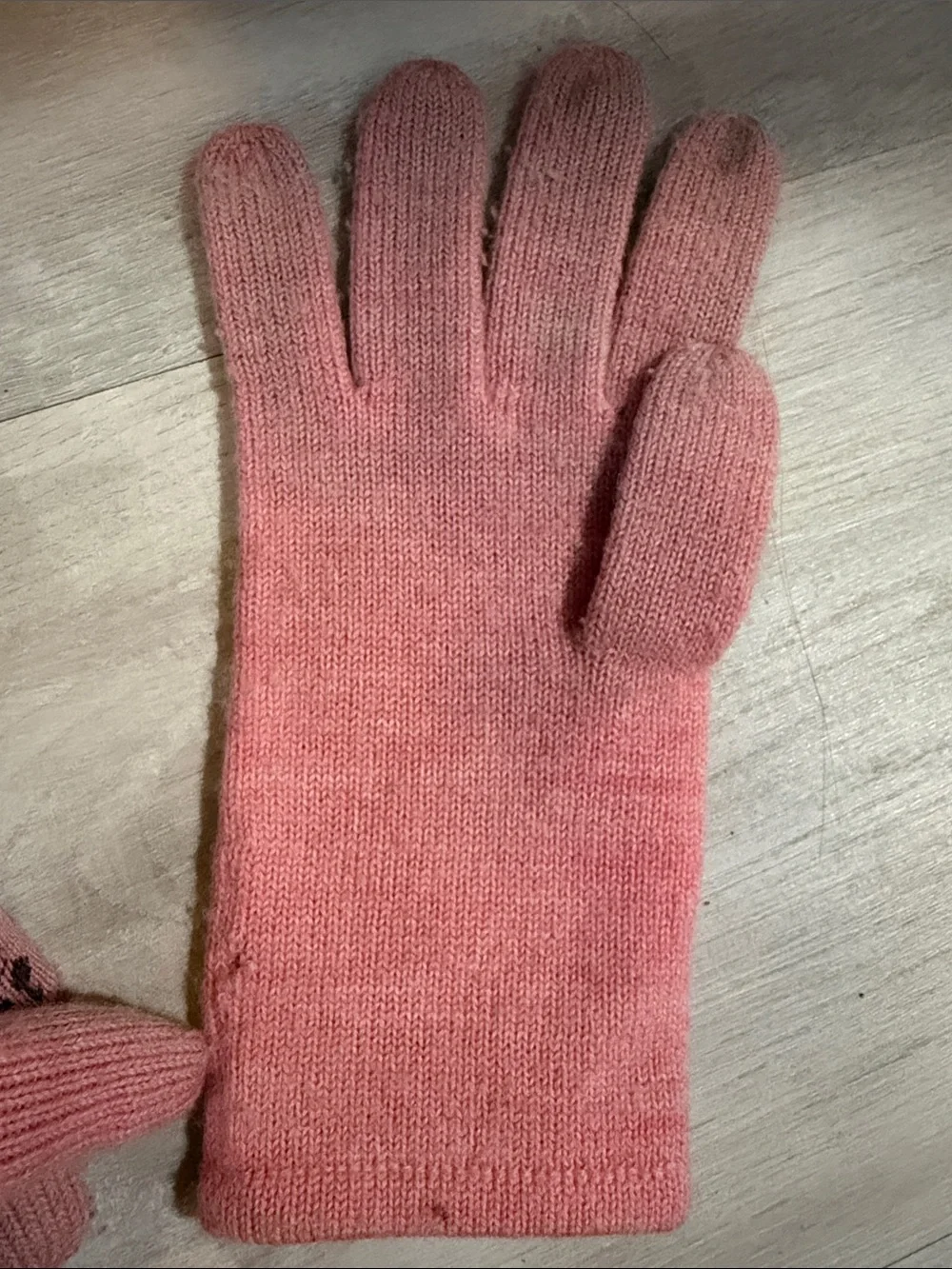 Bird by Juicy Couture Pink Knit Logo Print Gloves